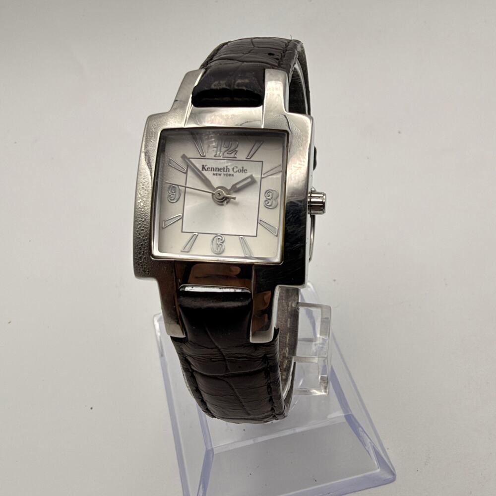 Stylish Kenneth Cole New York Square Dial Stainless Steel Watch Working
